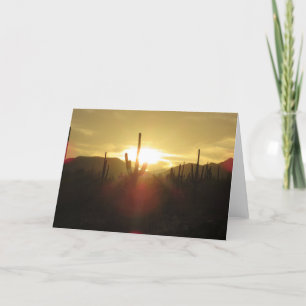 Vackra solnedgångsobjekt med cactus tack kort