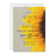 Vackra solrosblommor, rustiska bröllopsinbjudninga