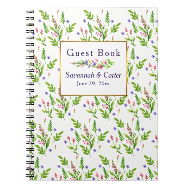 Vackra sommartid blommor bröllop gästbok anteckningsbok med spiral (Framsidan)