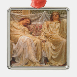 Vackra Sömnig kvinnor (Dreamers) (Vintage Art) Julgransprydnad Metall