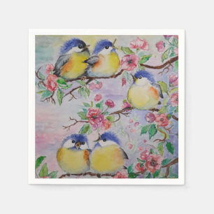 Vackra Sparrows Napkins Cute Birds Pappersservett