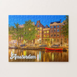 Vackra staden Amsterdam, Nederländerna Pussel