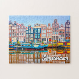 Vackra staden Amsterdam, Nederländerna Pussel