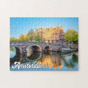 Vackra staden Amsterdam, Nederländerna Pussel