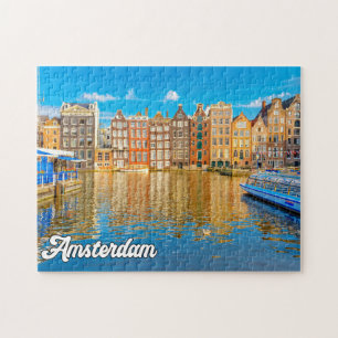 Vackra staden Amsterdam, Nederländerna Pussel