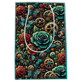 Vackra Steampunk-inspirerade kugghjul och rosor