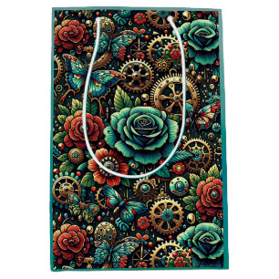 Vackra Steampunk-inspirerade kugghjul och rosor