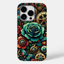 Vackra Steampunk-tema kugghjul och rosor