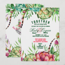 Vackra Succulents bröllopsinbjudan