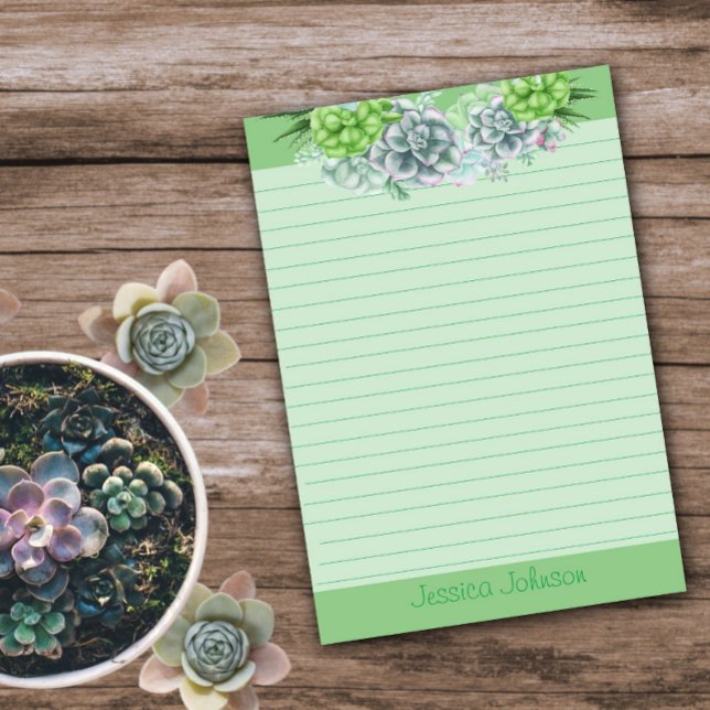 Vackra Sukkulententälskare Personlig Linjerad Pos Post-it Block (Skapare uppladdad)
