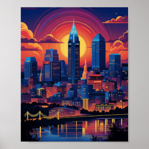 Vackra Sunset i Cincinnati Ohio USA Poster