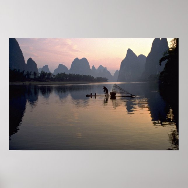 Vackra Sunset: Korsning av floden Li, Guilin, C Poster (Framsidan)
