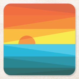 Vackra Sunset och Sea Vågar Underlägg Papper Kvadrat