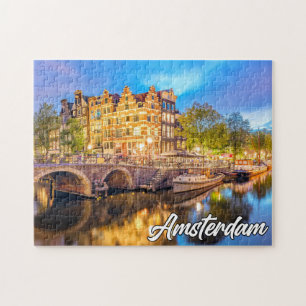 Vackra Sunset over Amsterdam, Nederländerna Pussel
