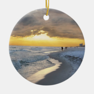 Vackra Sunset vid Pensacola Beach, Florida Julgransprydnad Keramik
