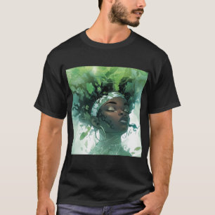 Vackra svarta kvinnor som Flyter i Vatten med växt T Shirt