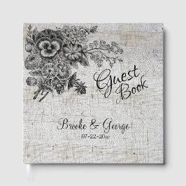 Vackra svarta och Grått Flowers Bröllop Gästböcker