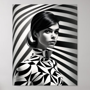 Vackra svarta och vita kvinnor Art.Porträtt Poster