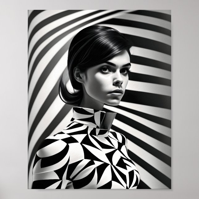 Vackra svarta och vita kvinnor Art.Porträtt Poster (Framsidan)