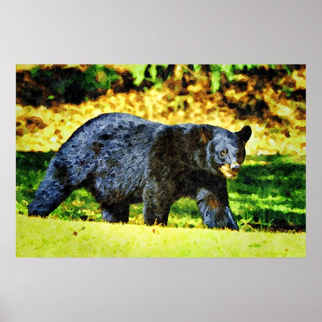 Vackra, svarta, Wildlife Watercolor Paintings Poster (Framsidan)