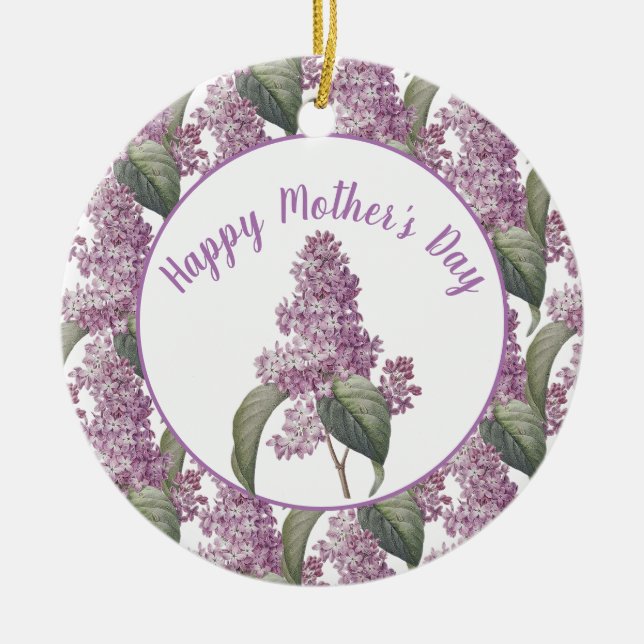 Vackra Syrenblommor Mors Dag  Julgransprydnad Keramik (Framsidan)
