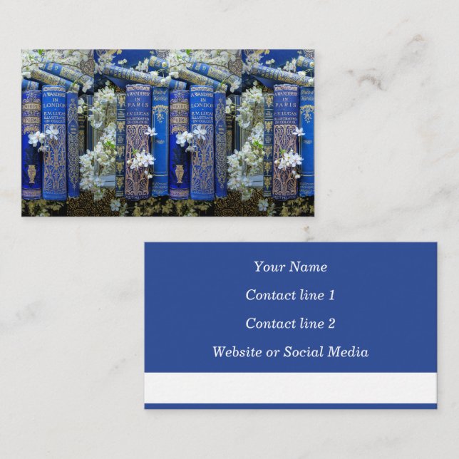 Vackra Telefonkortet Bok (blått) Visitkort (Fram/baksida)