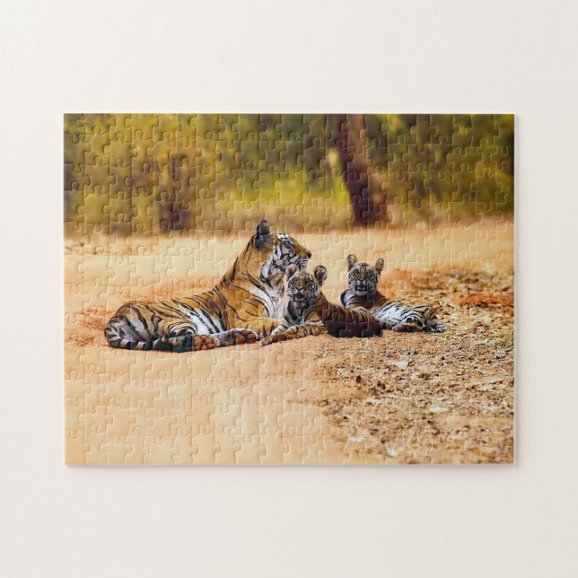 Vackra tigerfamiljen, Jigszawa Puzzle Pussel (Horisontell)