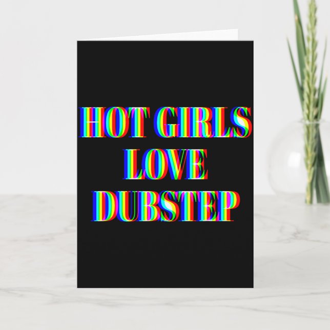 Vackra Tjejer Älskar Dubstep Edm Dans Rave Musik F Kort (Framsida)