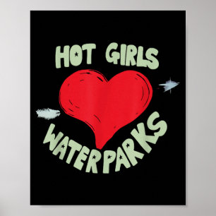Vackra tjejer älskar vattenparker hjärta pil poster