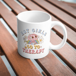 Vackra Tjejer Går Till Terapi Söt Retro Mental Häl Kaffemugg