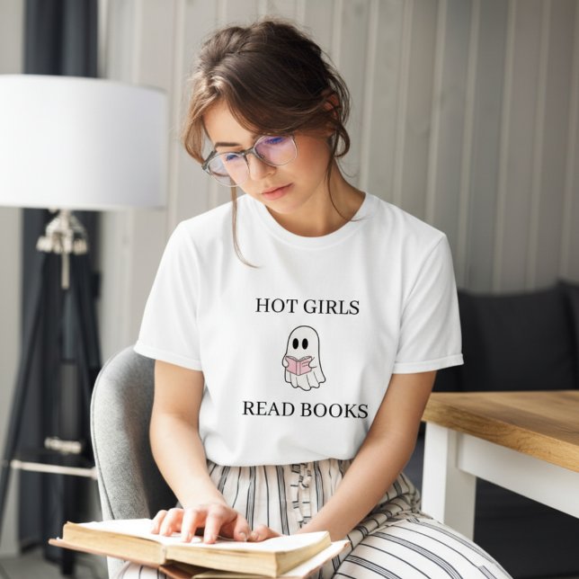 Vackra tjejer läser böcker | Spökhalloween T Shirt (Hot Girls Read Books | Ghost Halloween Tri-Blend Shirt)