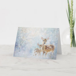 Vackra trädsdjur Hjort i Snö Hälsning Kort