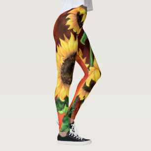 Vackra tre solblommor - präglad konsmålning leggings