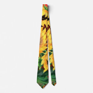 Vackra tre solblommor - präglad konsmålning slips