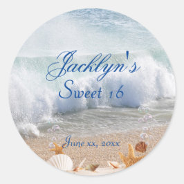Vackra Tropical Beach Sweet 16 Runt Klistermärke