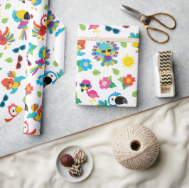 Vackra tropiska fåglar Colorful Paradise Mönster Presentpapper