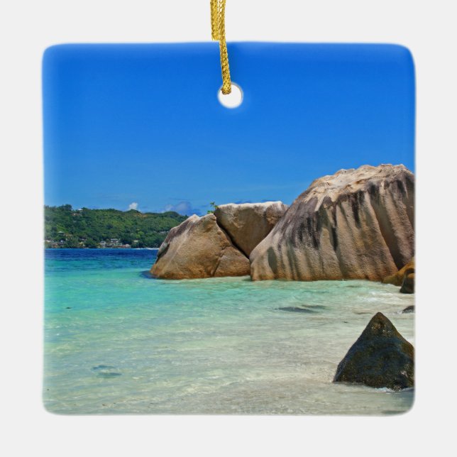 Vackra Tropiska havet med Rocky Beach Julgransprydnad Keramik (Framsida)