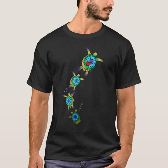 Vackra Tropiska Sea Turtles T Shirt (Framsida)