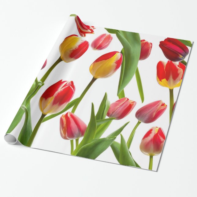 Vackra Tulips Presentpapper (Utrullad)
