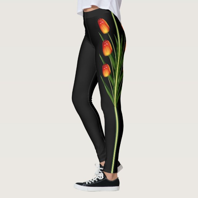 Vackra tulpanblommor på svart leggings (Vänster)