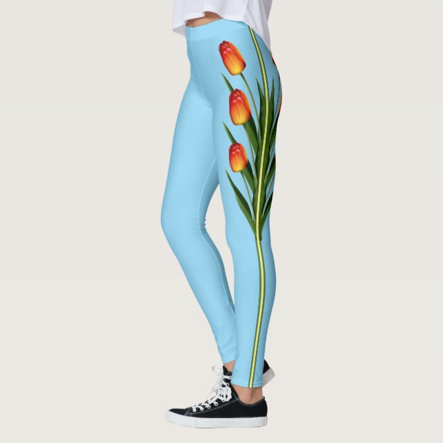 Vackra Tulpanblommor på Turkos Leggings (Vänster)
