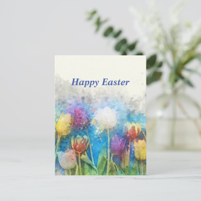 vackra tulpaner i glad påsk vykort (Stående Fram)