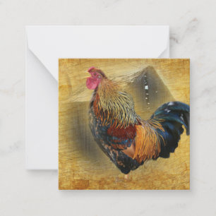 Vackra Tupp och Rustic Barn Chicken Coop Anteckningskort