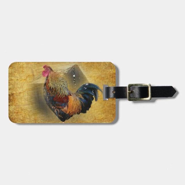 Vackra Tupp och Rustic Barn Chicken Coop Bagagebricka (Horisontell Framsida)