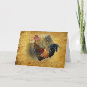 Vackra Tupp och Rustic Barn Chicken Coop Kort