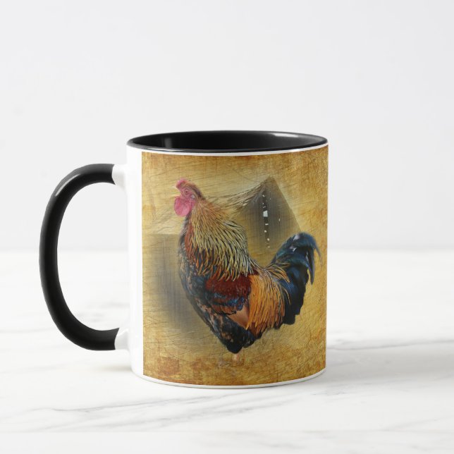 Vackra Tupp och Rustic Barn Chicken Coop Mugg (Vänster)