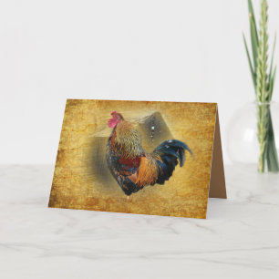 Vackra Tupp och Rustic Barn Chicken Coop Tack Kort