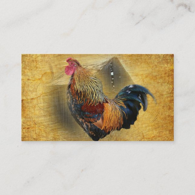 Vackra Tupp och Rustic Barn Chicken Coop Visitkort (Framsida)