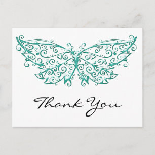 Vackra Turcouise Butterfly Tack Postcards Vykort