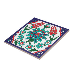 💙 💚 Vackra turkiska plattor, blå bakgrund Kakelplatta